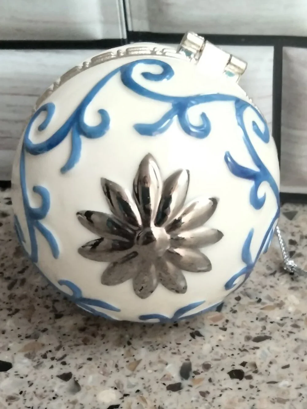 Porcelain Painted Jewelry / Trinket / Keepsake Box Ornament